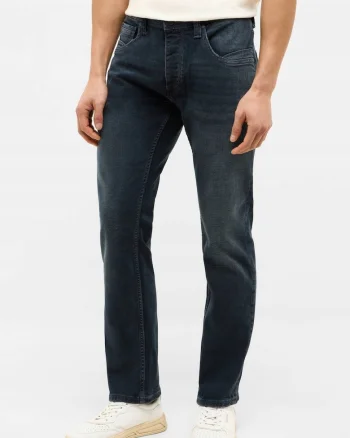 Blugi Barbati,  Michigan, Straight Fit, Talie Medie, Fermoar, Lungi, 5 Buzunare, Bumbac, Elastan, W32-L32 US, Albastru