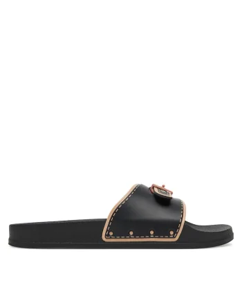 Slapi dama  Black Pescura Moon, piele ecologica, culoare negru