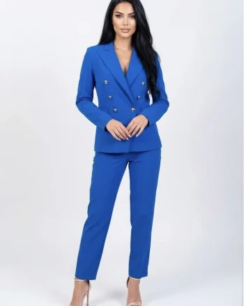 Pantaloni office/casual pana cu buzunare laterale si pense la talie