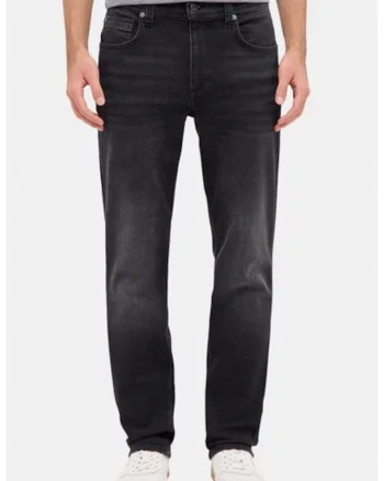 Blugi Barbati,  Washington, Straight Fit, Talie Medie, Fermoar, Lungi, 5 Buzunare, Bumbac, Elastan, W32-L32 US, Negru