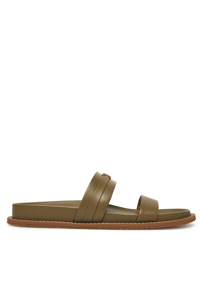 Slapi dama,  Safari piele naturala, Mandy Flat, Verde