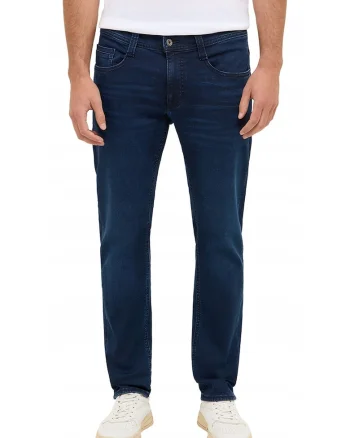 Blugi Barbati,  Oregon Slim K, Slim Fit, Talie Joasa, Fermoar, Lungi, 5 Buzunare, Bumbac, Elastan, W32-L32 US, Albastru