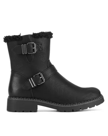 Botine dama,  negru, textil WS2862-05