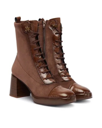 Botine dama C002 HI254231,  Maro, Textil,