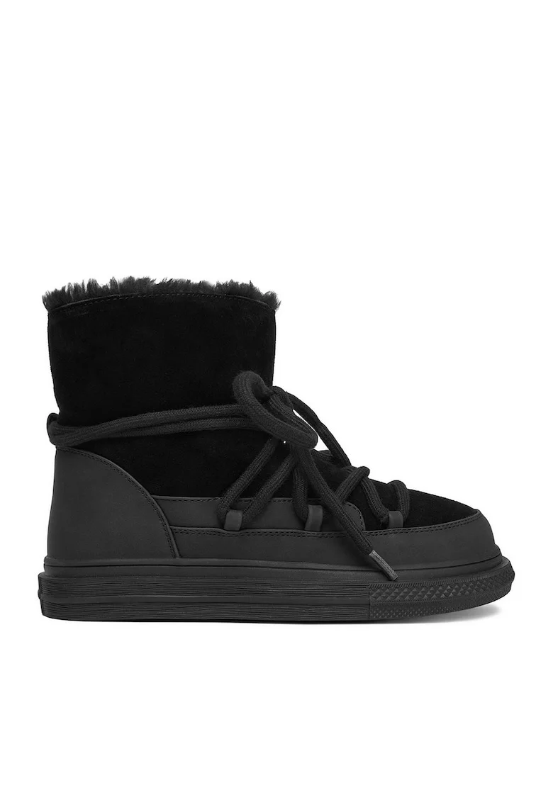 Ghete de iarna,  DZ-AW16, piele naturala, negru
