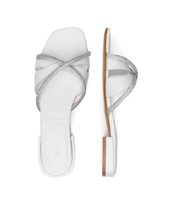 Slapi dama  AGATA-21463PE, piele naturala, alb