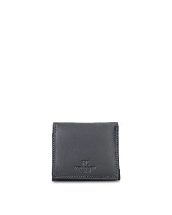 Portofel din piele cu model monograma in relief Ereton Elite, Bleumarin