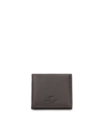 Portofel din piele cu model monograma in relief Ereton Elite, Maro inchis