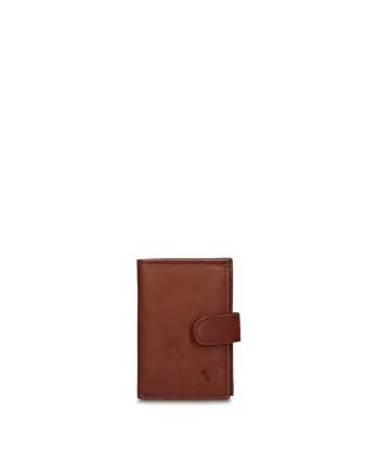 Portofel din piele cu inchidere cu capsa Bastian Pro, Maro inchis