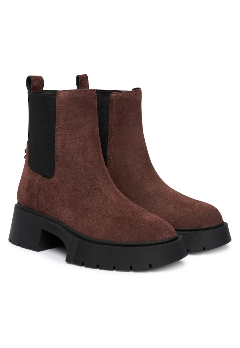 Botine dama CCH89,  Piele naturala, Maro