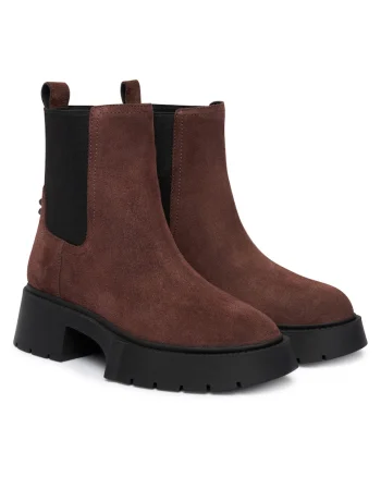 Botine dama CCH89,  Piele naturala, Maro