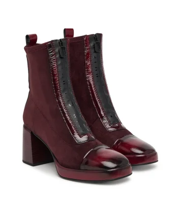Botine dama,  Rosu inchis, C007, Textil