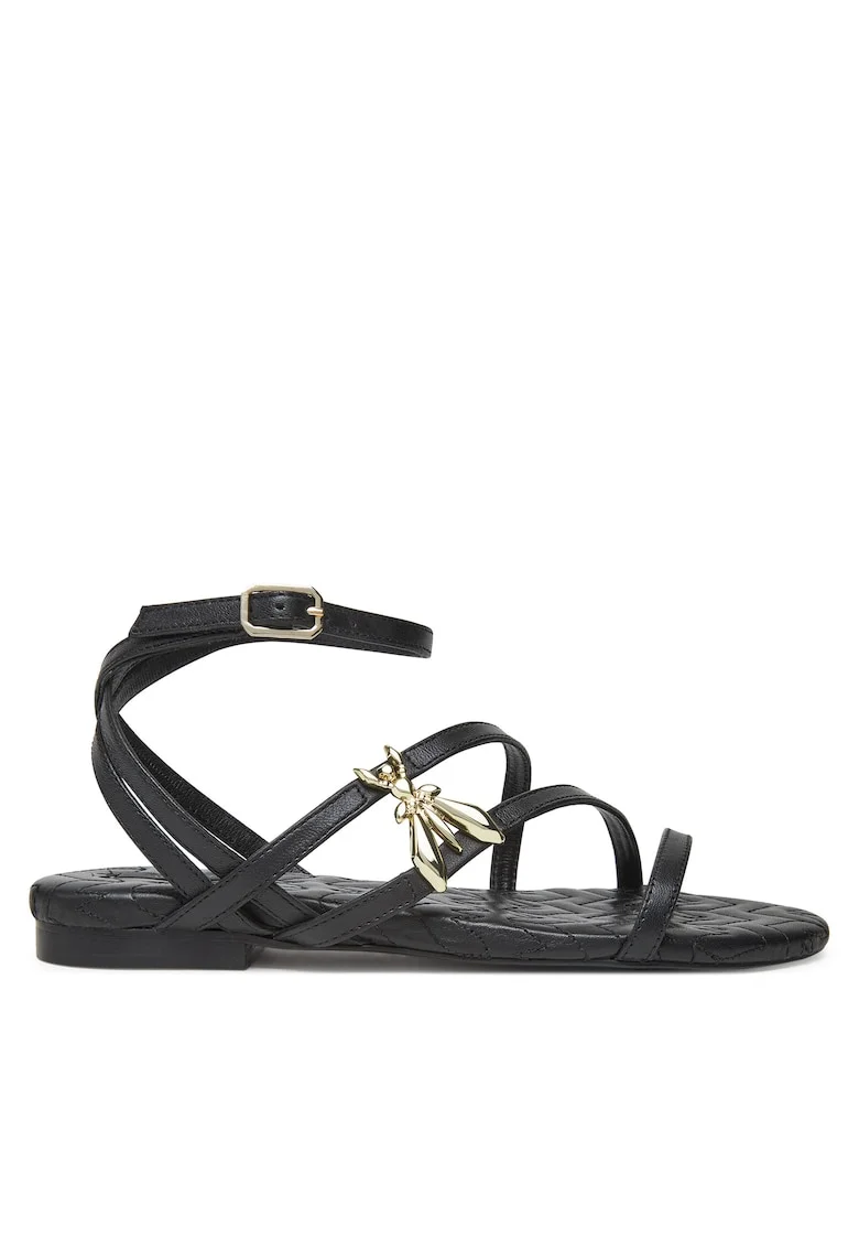 Sandale dama,  K103, piele naturala, negru, Negru