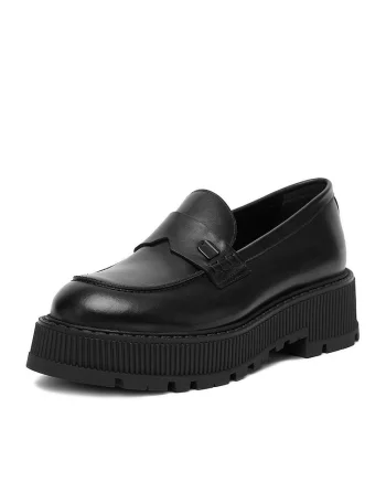 Mocasini dama,  negru, piele naturala, Negru