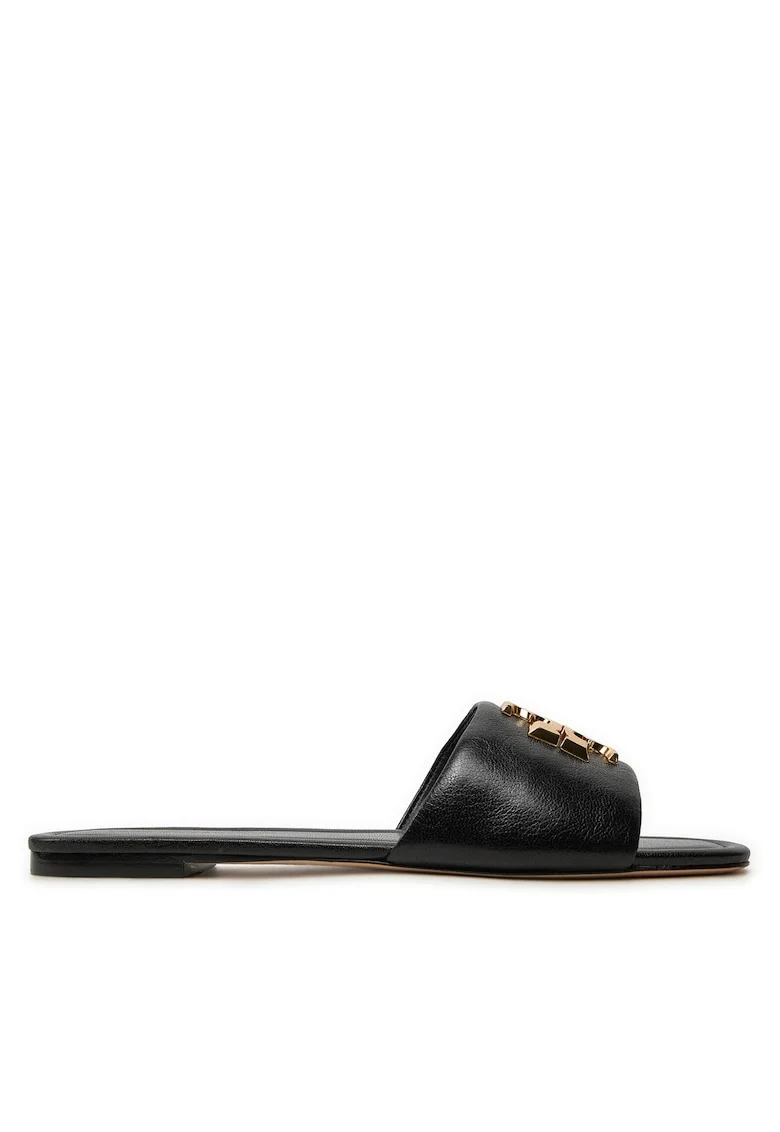 Slapi dama,  Perfect Black/Gold, piele naturala