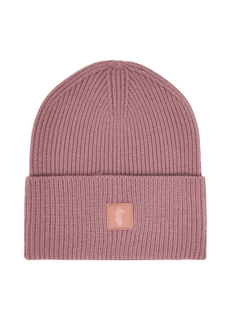 Caciula unisex  Dusty Rose, tricotata, cu manseta