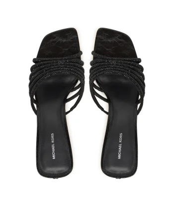 Papuci cu toc dama,  Haisley, piele ecologica, negru