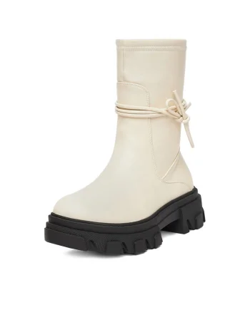 Botine dama 13105,  Textil, Ecru