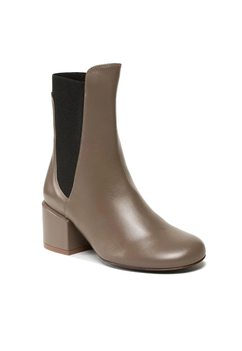 Botine dama 8Y0018/L011-B744,  Piele naturala, Bej inchis