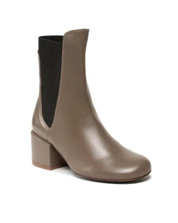 Botine dama 8Y0018/L011-B744,  Piele naturala, Bej inchis