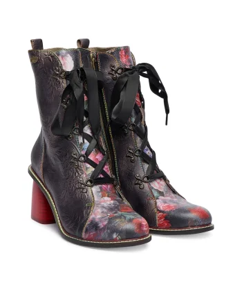 Botine dama 311,  Piele naturala, Multicolor