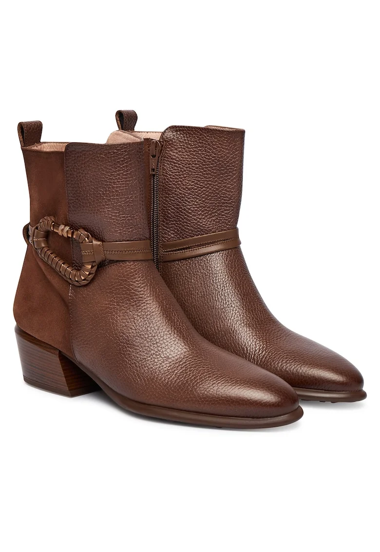 Botine dama C002 PHI254297,  Piele naturala, Maro