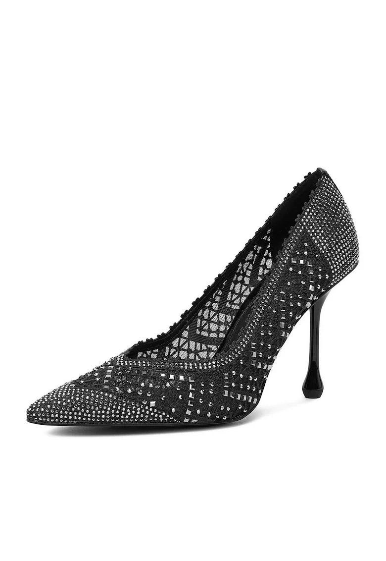 Pantofi dama,  tocuri, negru, tesatura