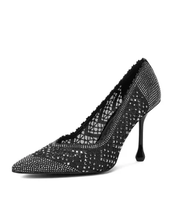 Pantofi dama,  tocuri, negru, tesatura