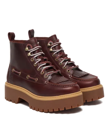 Ghete dama,  Stone Street Mid, piele naturala, visiniu