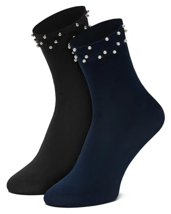 Sosete dama,  lungi, Negru / Bleumarin