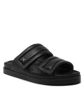 Slapi dama,  piele naturala, culoare neagra, model K103