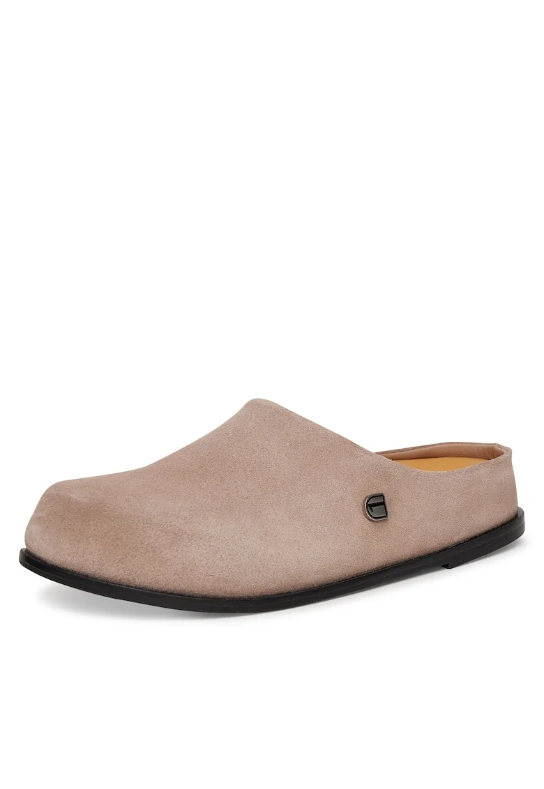 Papuci dama,  bej, piele naturala