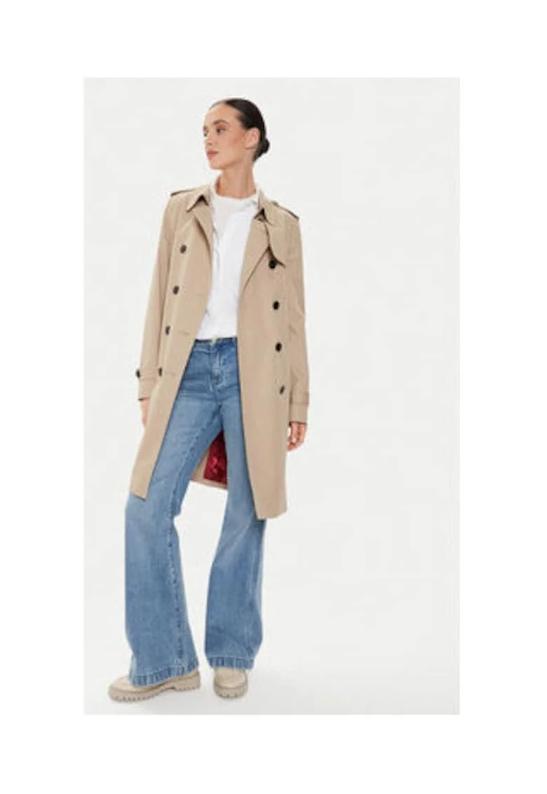 Palton dama,  trench, bej, material sintetic,