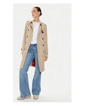 Palton dama,  trench, bej, material sintetic,