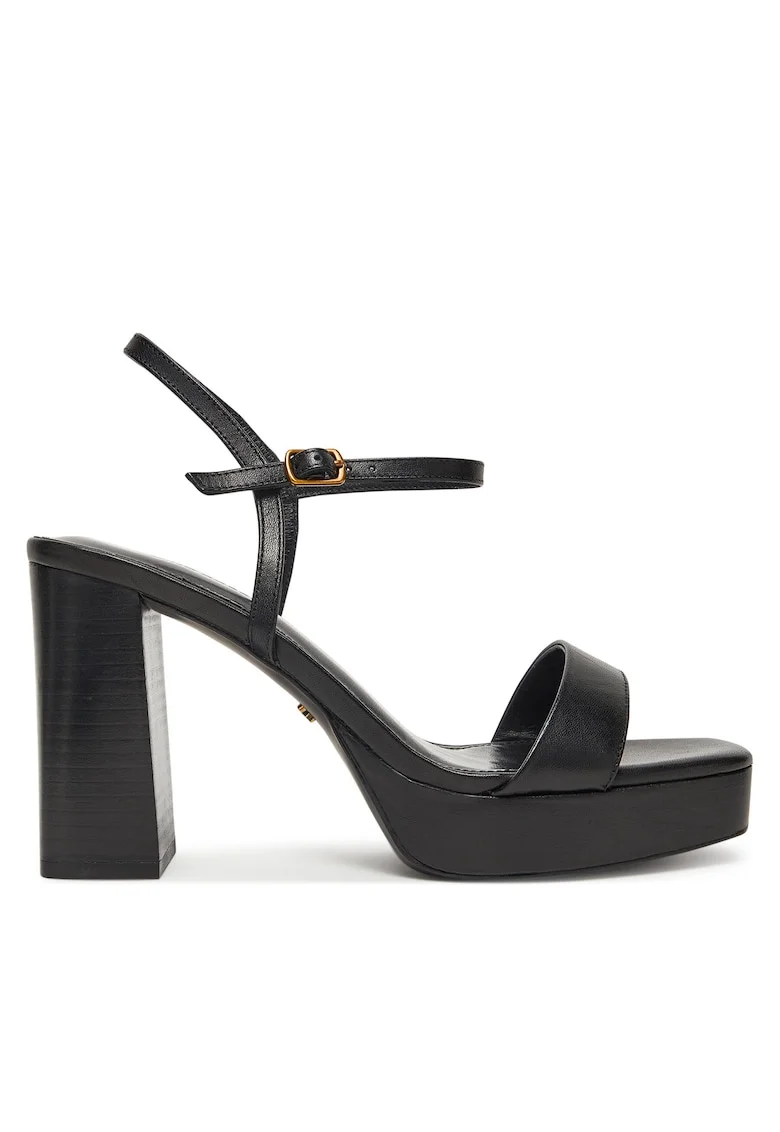 Sandale dama,  ALIA, cu toc, piele naturala, negru