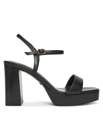 Sandale dama,  ALIA, cu toc, piele naturala, negru