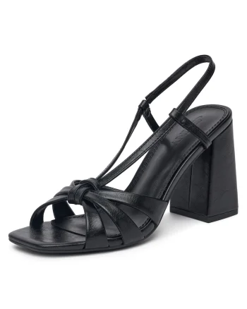 Sandale dama,  CWYYS164-02, cu toc, piele ecologica, negru