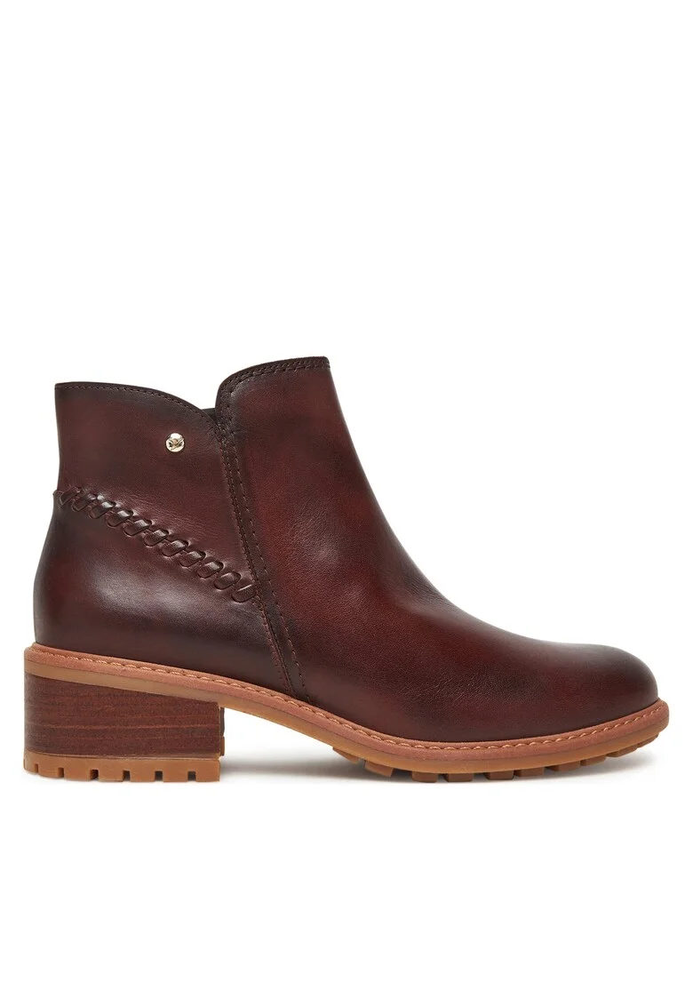 Botine dama  130, piele naturala, Rosu