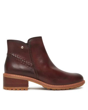 Botine dama  130, piele naturala, Rosu