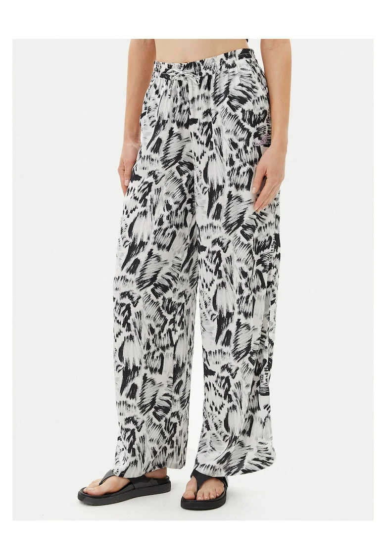 Pantaloni largi pentru dama  stofa, negru/alb