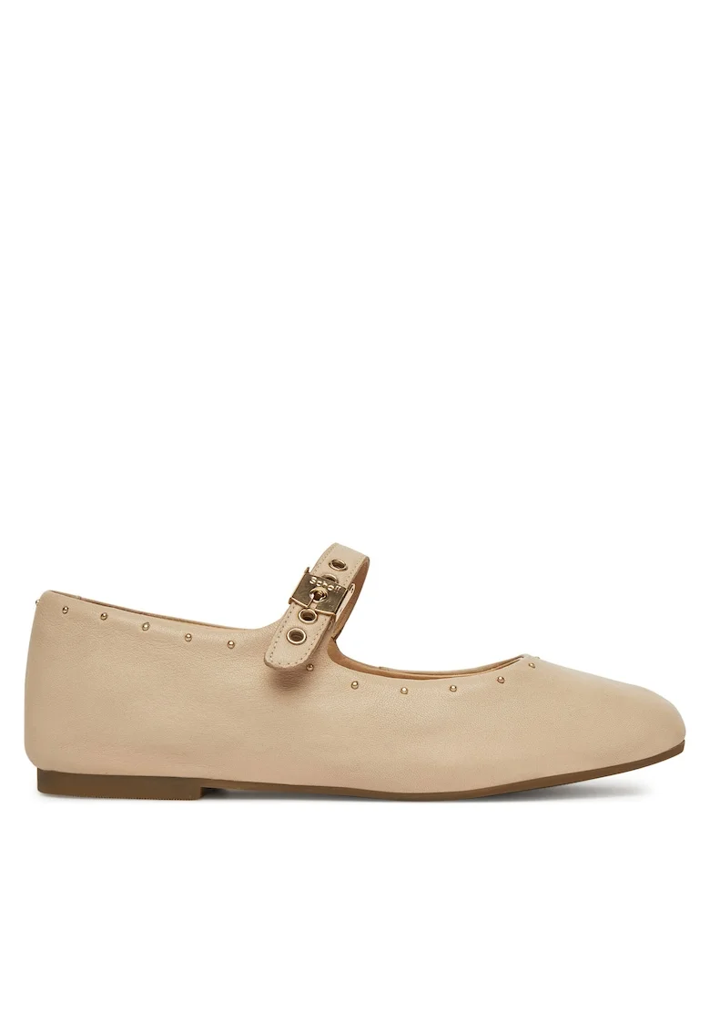 Balerini dama  Janine, piele naturala, bej