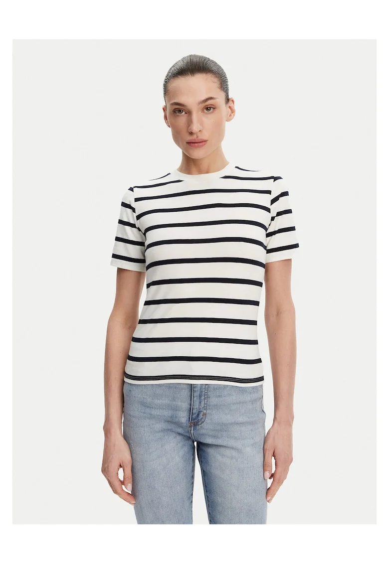 Tricou dama,  Bleumarin/Alb