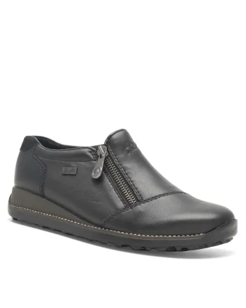 Botine dama,  piele naturala, negru 44265-00,