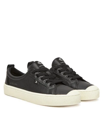 Tenisi unisex  Black Oca, piele naturala, negru