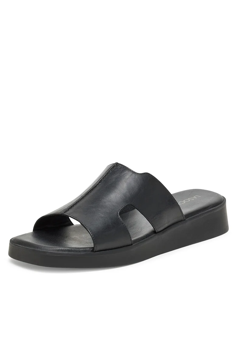 Slapi dama,  piele naturala, negru,