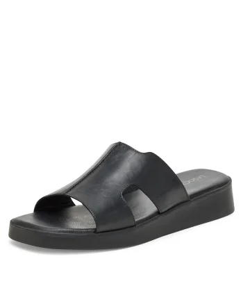 Slapi dama,  piele naturala, negru,