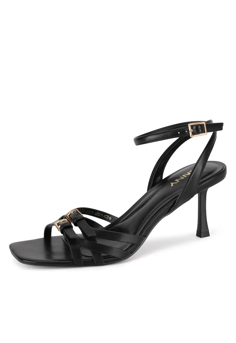 Sandale dama,  negru, cu toc