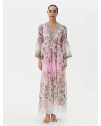 Rochie de vara,  roz, flori colorate