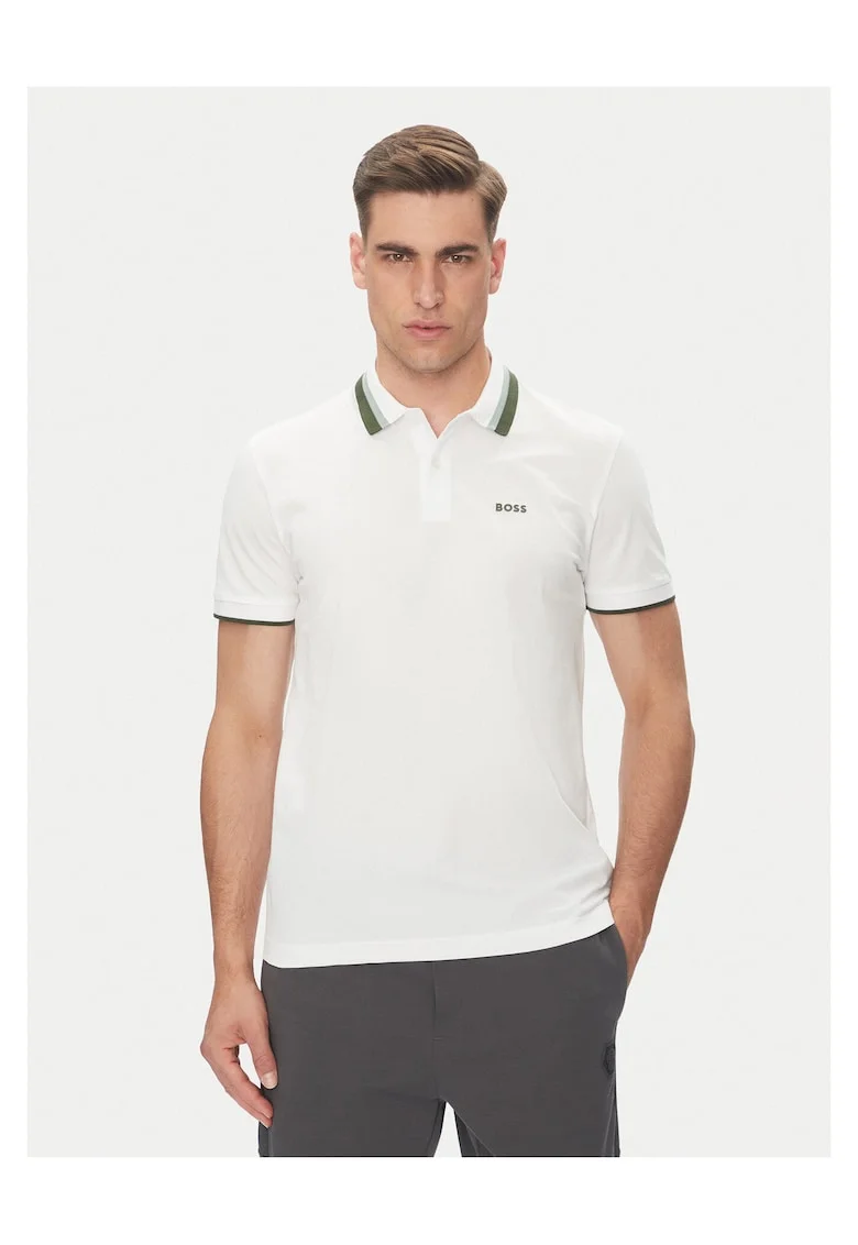 Tricou barbati  alb/verde, Alb