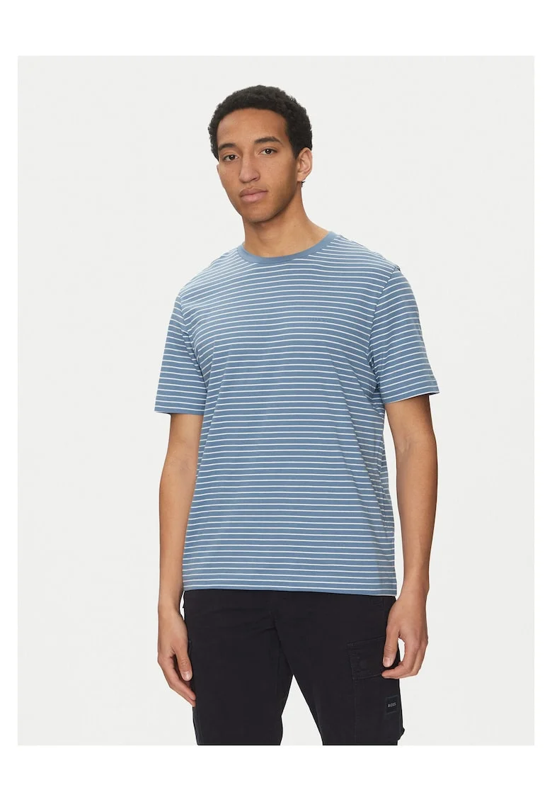 Tricou barbati  albastru, bumbac, in dungi